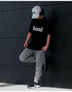 Camiseta hood Unisex Oversize modelo Logo color negro