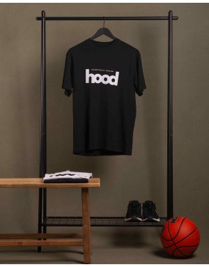 Camiseta hood Unisex Oversize modelo Logo color negro