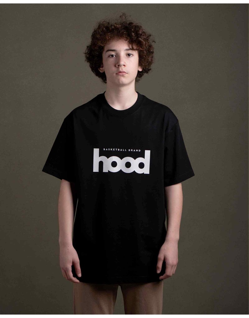 Camiseta hood Unisex Oversize modelo Logo color negro