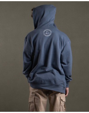 Sudadera con cremallera hood Unisex modelo logo en color steel blue (ECO)