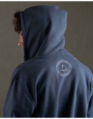 Sudadera con cremallera hood Unisex modelo logo en color steel blue (ECO)