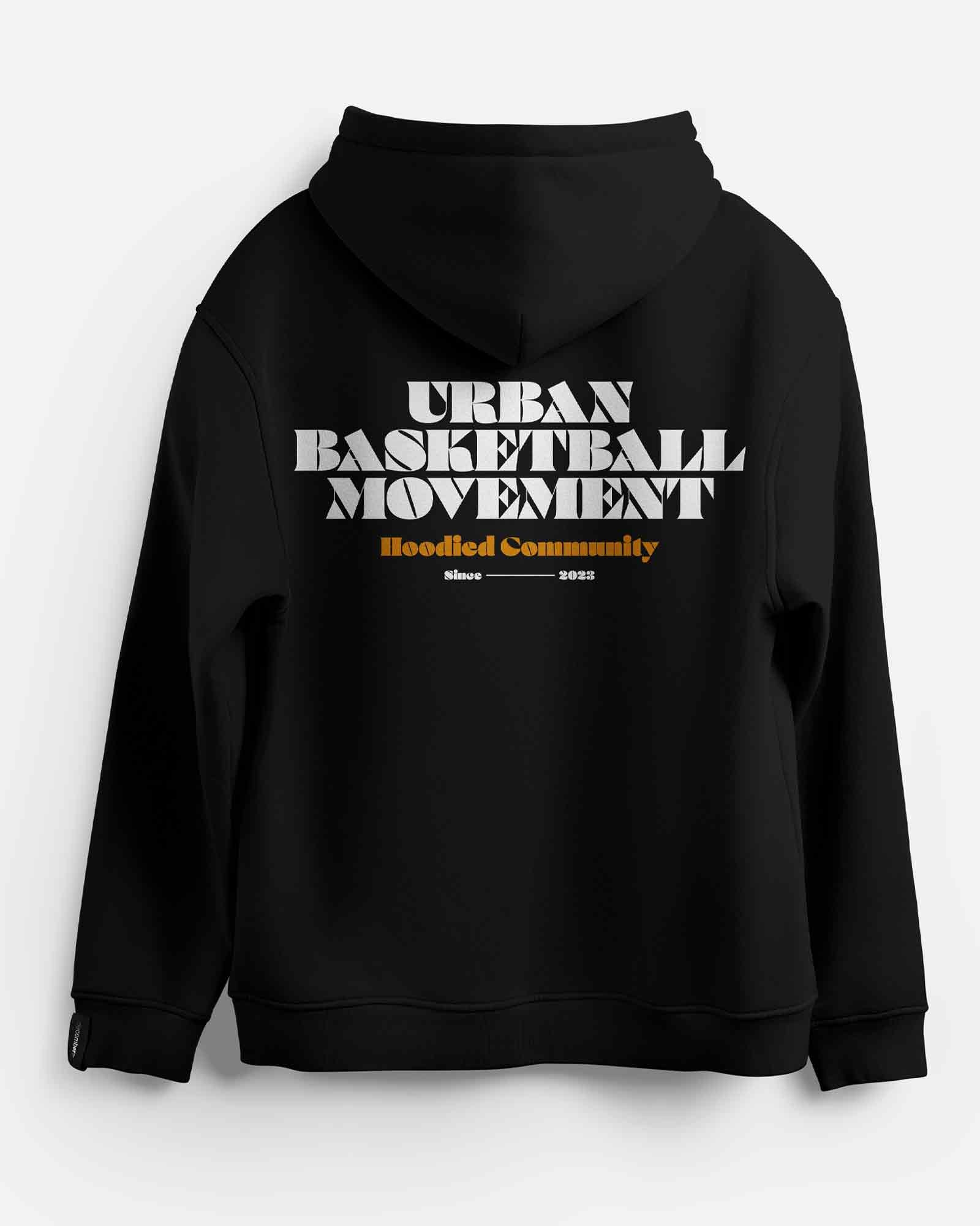 Sudadera hood Unisex Sport Urban color negro con capucha en contraste