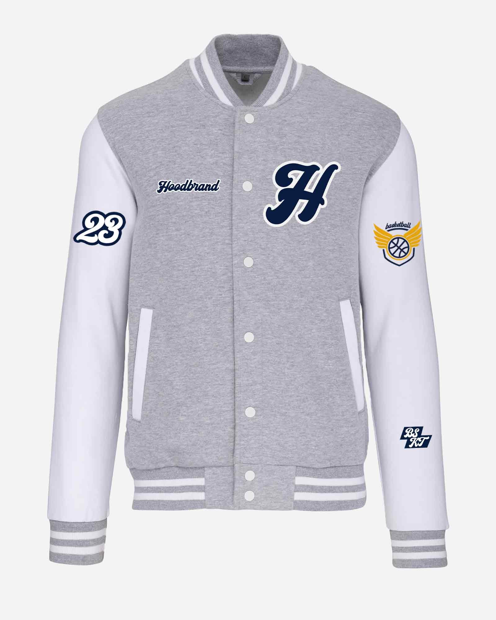 Chaqueta Varsity hood color gris/blanco