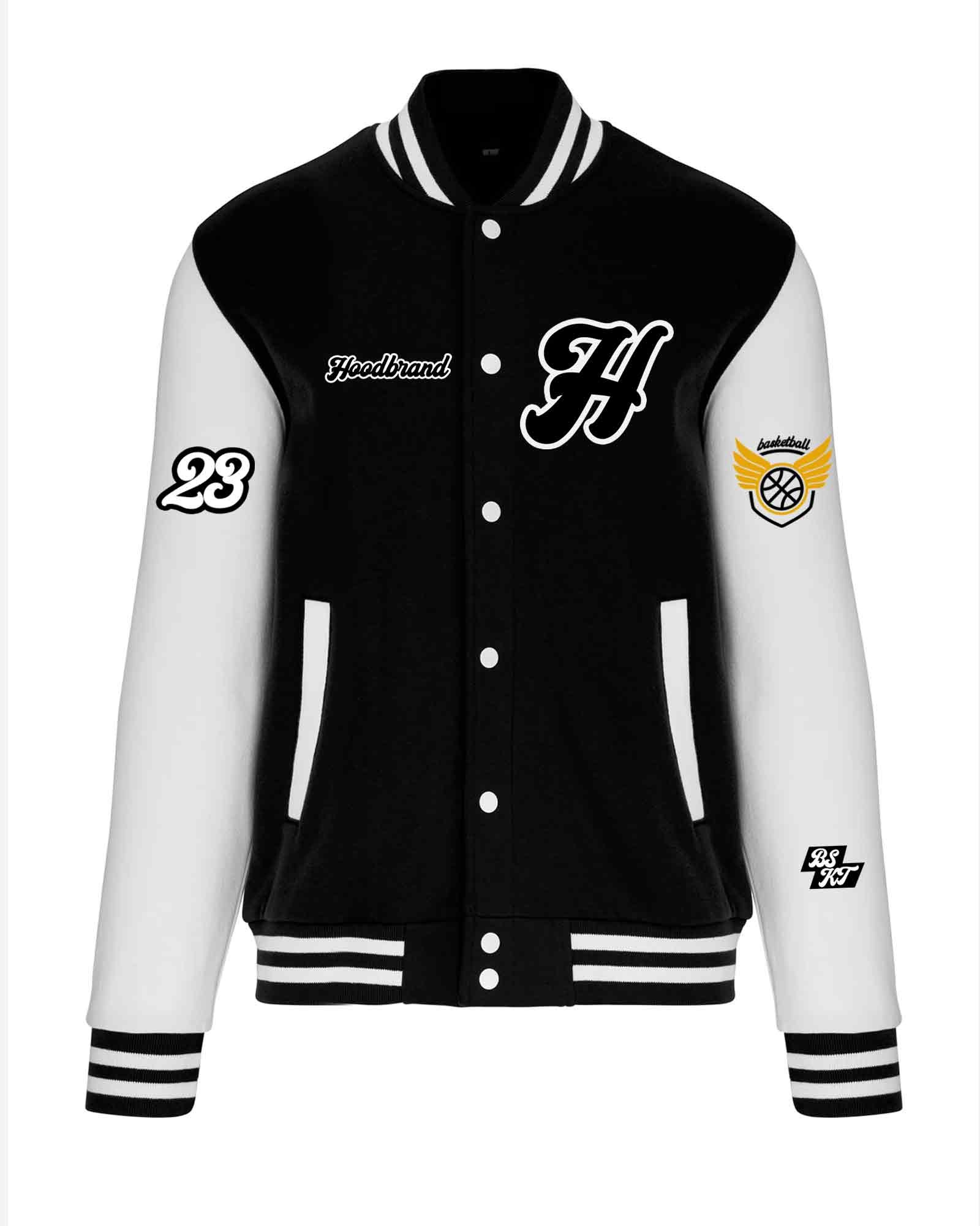 Chaqueta Varsity hood color negro/blanco