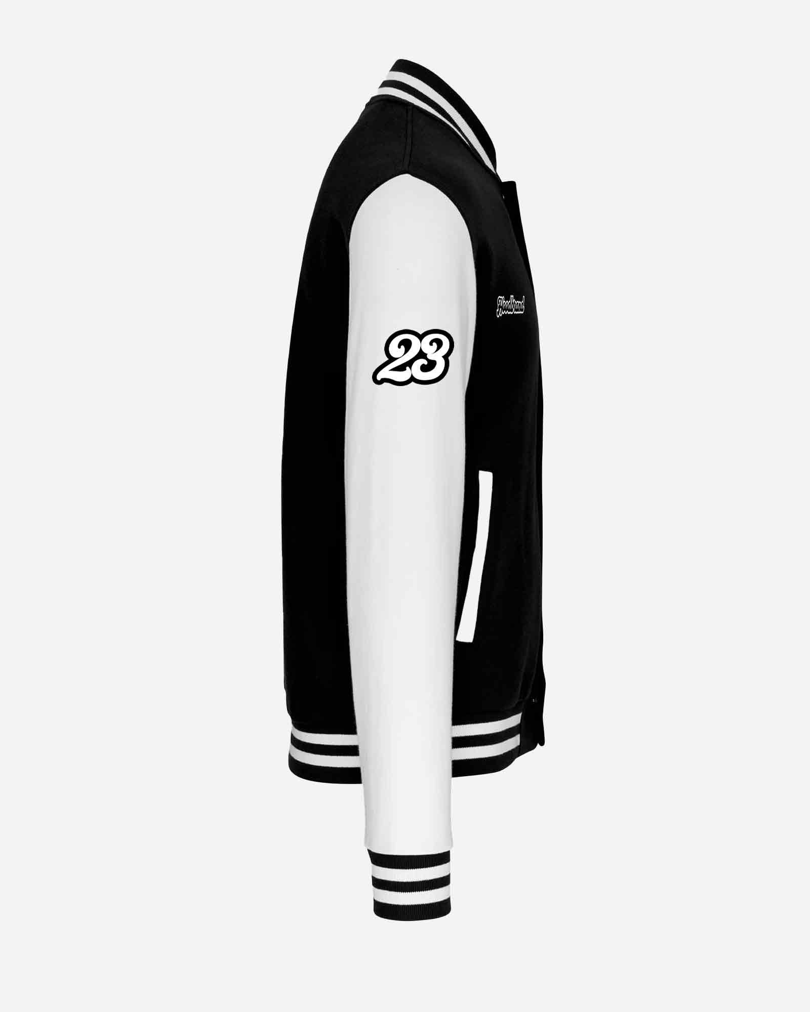 Chaqueta Varsity hood color negro/blanco