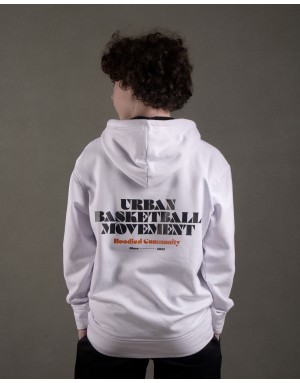 Sudadera hood Unisex Sport Urban color blanco con capucha en contraste.