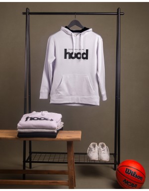 Sudadera hood Unisex Sport logo en color blanca con capucha en contraste.