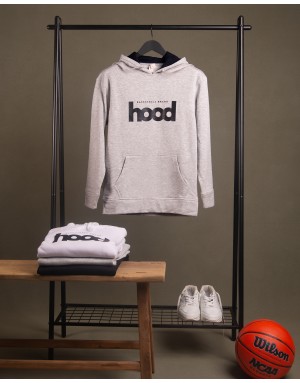 Sudadera hood Unisex Sport logo en color gris con capucha en contraste