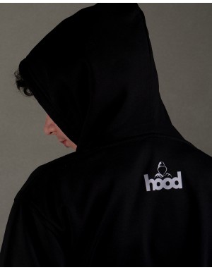 Sudadera hood Unisex Sport logo en color negro con capucha en contraste