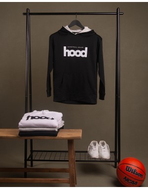 Sudadera hood Unisex Sport logo en color negro con capucha en contraste