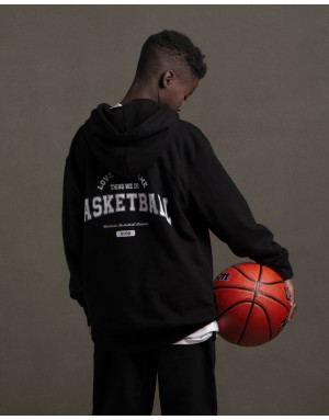 Sudadera hood Unisex modelo Basketball en color negro (ECO)