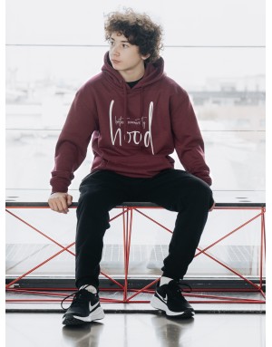 Sudadera hood Unisex Firma en color burdeos