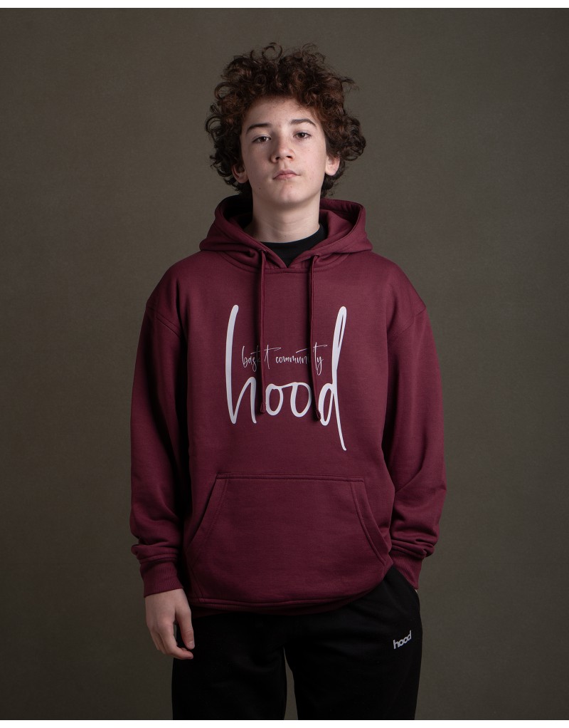 Sudadera hood Unisex Firma en color burdeos